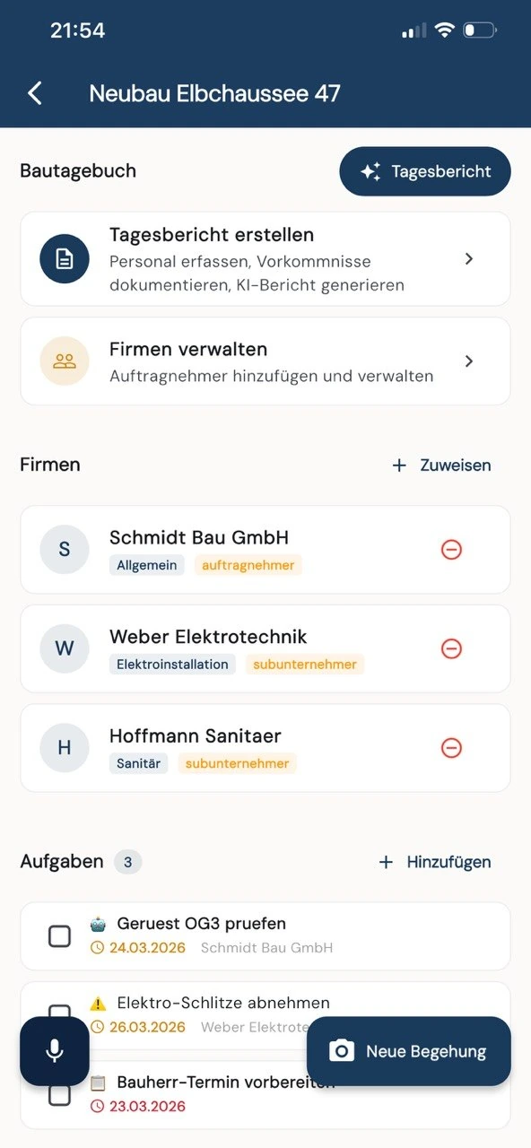 Baunario: Projektübersicht