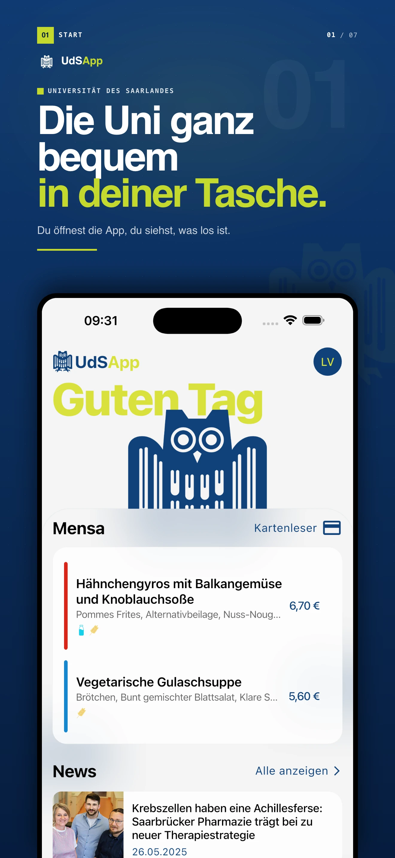 UdS-App: Startseite
